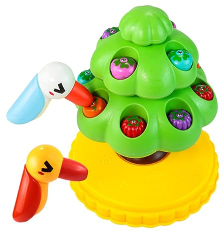 Juego de magnético genérico – Juguete de Habilidad y motricidad Fina – con Pic-Gusano magnético en Forma de árbol girando Sonido y luz recolección de Frutas Actividad educativa para 3 años y