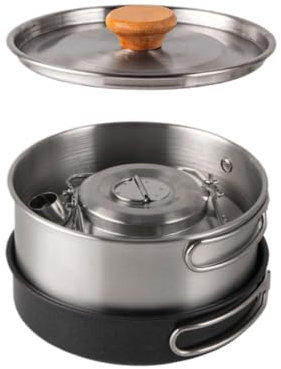 TOTIKI Gavetta Campeggio Set di Pentole da Esterno in Acciaio Inossidabile Bollitore Portatile da Campeggio Pentola for Zuppa Padella Antiaderente Pentola da Campeggio Campeggio Utensili