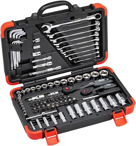 VIGOR Werkzeugkoffer, V2470N, 5/16″, 1/4″, 3/8″, E Profil, T Profil | Antrieb 5/16 Zoll (8 mm) Sechskant massiv, 1/4 Zoll (6,3 mm) Vierkant hohl, 3/8 Zoll (10 mm) Vierkant hohl, 5152 g