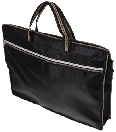 UKCOCO Sacoche de Classement Oxford en Tissu Noir Fermeture Éclair, Protège Documents Importants, Pochette Solide en Toile Oxford et Alliage D'aluminium pour Bureau et École