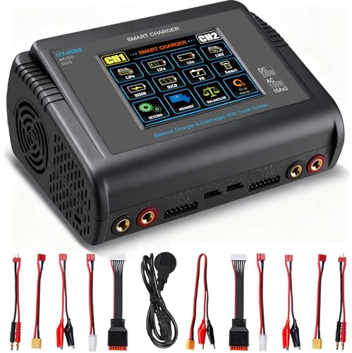 HTRC Lipo Ladegerät Duo & Entlader, RC Akku Ladegerät 150W AC 240W DC mit Balancer, Lipo Charger 10A für LiPo, Life, LiHV, Li-Ion, NiMH, NiCD, PB Batterien und RC-Auto/Boot, Airsoft Akkus