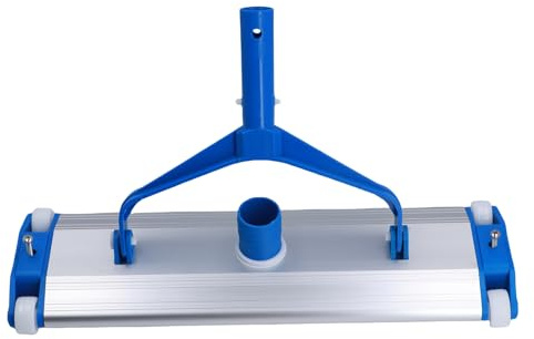 Juqrelith Testa Aspiratore Piscina con Spazzola, Base in Alluminio 45 cm, Robusta e Leggera - Pulizia Efficiente e Rapida, Perfetta per Piscine e Laghetti