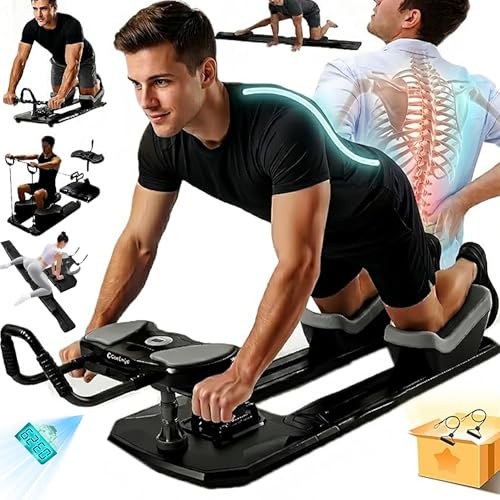 6 in 1 Wirbelsäulentrainer Spine Twist and Stretch Trainer 3-Fach Höhenverstellbar LED-Zähler, Pilates Reformer Für Zuhause 230 Kg Belastbarkeit Abnehmbar Ganzkörpertraining