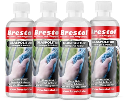 Cristal abrillantador 4 x 300 ml (sl-7363-bk) – de Auto cristal abrillantador – Limpiador Elimina sellado algodón Resina grasa silicona de cristal – Original brestol