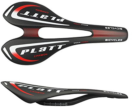 PLATT Bike Carbon Fiber Saddle Lightweigth Bicycle Seat for Road Bike and Mountain Bike 3K Matte,Red