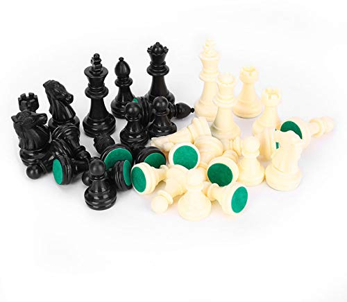 Dilwe Schachfiguren Set, Internationales Schachspiel aus Kunststoff, Schachfiguren Set Schwarz & Weiß, für 2 Spieler, Alter: Ab 96 Monaten