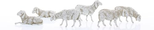 Moranduzzo 6 Verschiedene Schafe H. max 2,7 cm für Krippe 8 cm Maßstab 1:22 – Standard 8 – Unzerbrechliche Figuren, Handbemalt, Offizielles Produkt, Hergestellt in Italien, Bildhauer M. Landi