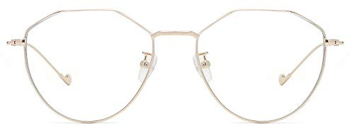 Cyxus Blaulichtfilter Brille Damen, Geometrie Mode Leicht Einzigartig Brillen(8009-Gold)