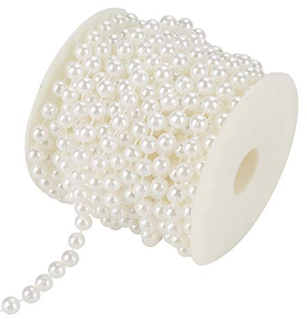 Hztyyier Ghirlanda di Perline Natalizie 10 m 8 mm Bianco, Addobbo per Matrimoni, Decorazioni per Natale e Matrimoni