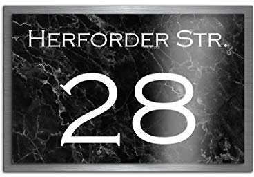 Premium Designer Hausnummer mit UV Druck und Montage Set - 30x20 cm - Familien-Haus Bedruckte Hausnummern mit Straßen Straßennamen für die Haustür Ferienhaus…