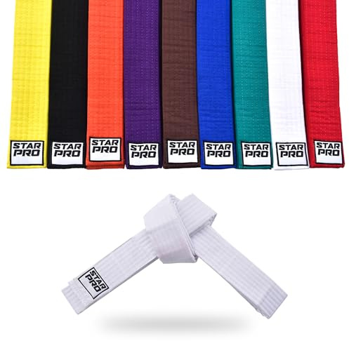 Starpro Martial Arts Training Belt for Karate Judo BJJ Taekwondo - Durable Cotton Polyester Blend for Kids & Adults - Vibrant Colors