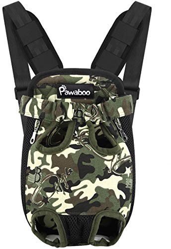 Pawaboo Sac de Transport de Voyage Sac à Dos de Transporteur Ventral Poitrine Petit Chien Chiot Chat Traveling Hiking Camping etc. Extra Large Grande Taille, Camouflage Noir