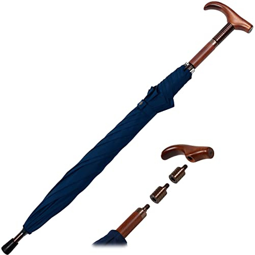 iX-brella Stützschirm höhenverstellbar mit Holzgriff - blau