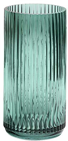 WINOMO Glasblumenarrangement Vase Vertikale Maserung Glasvase Tischplatte Vase Trockenblume Dekorative Stütze (Dunkelgrün)