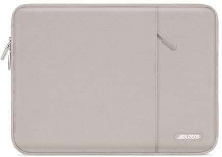 MOSISO Laptop Hülle Tasche 13,3 Zoll, 13-13,3 Zoll Laptoptasche Kratzfest | Ultraleicht, Ultradünn Polyester Vertikale Laptophülle mit Fronttasche für MacBook Pro 14, HP Dell Lenovo, Stein Grau