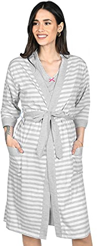 MijaCulture Set med 2-i-1 amningsnattlinne och morgonrock, mammanattlinne 2076, blandning, S