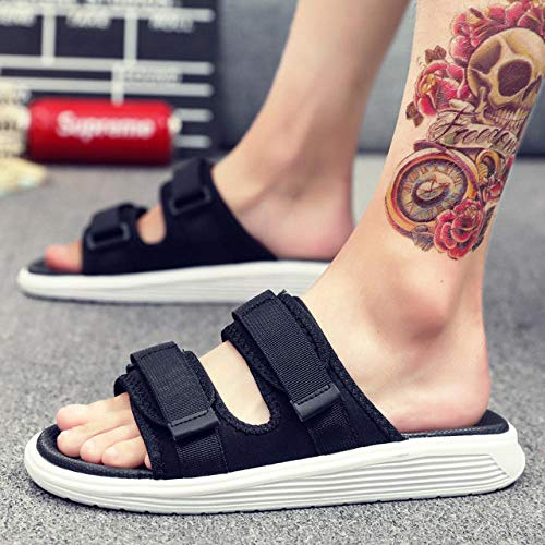 MLLM Ciabatte da Bagno Unisex,Trascinamento Magico Post-Parola Maschile, Sandali da Spiaggia Aperti in Punta, Teen Soft Tow-Bianco e Nero_43,Morbida Antiscivolo per Bagno Pantofole