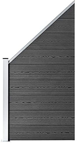 Gecheer Staketelement trädgårdsstaket insynsskyddsstaket lamellstaket vindskydd staket vindskydd skydd trädgård terrass WPC 95 x (105–180) cm svart