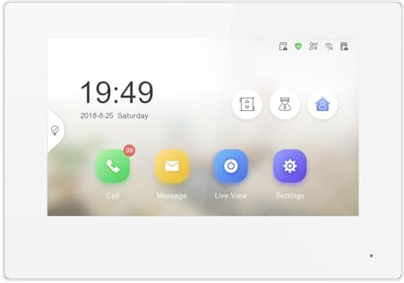 Mathfel LAN IP 7 Zoll Monitor Touchscreen Weiss als Erweiterung