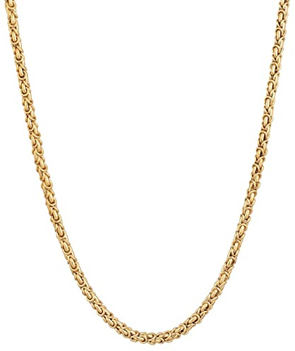 Kuzzoi Massive Königskette, Herren Halskette 925 Silber vergoldet, Goldene Silberkette (4 mm) für den Mann, Länge 50cm, mit Schmuckbox - 0102650322_50