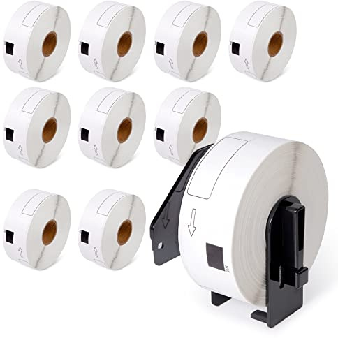 MarkField 10x DK-11201 Rulli di etichette 29mm(B) x 90mm(L) Etichette singole Compatible con Brother P-Touch QL-500 700 800 810 820NWB 1100, 10 rulli/4000 etichette di indirizzo standard
