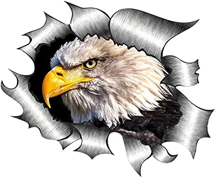 Metalladler zerrissene Aufkleber,Asudaro Adler Auto Aufkleber Adler zerrissene 3D-Autoaufkleber Universal Autoaufkleber Vinyl Aufkleber Auto Fenster Körper 15*15cm
