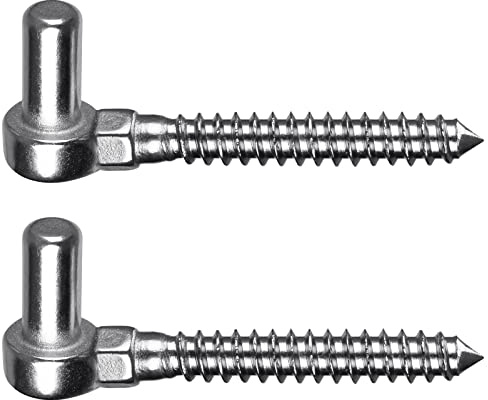 Insaga 304 Edelstahl-Torscharniere, einteiliges Schraubscharnier, Gartentor Scharnier für Holztor oder Pfosten, Gewindedurchmesser 11mm, Länge 114mm, 2 Stück