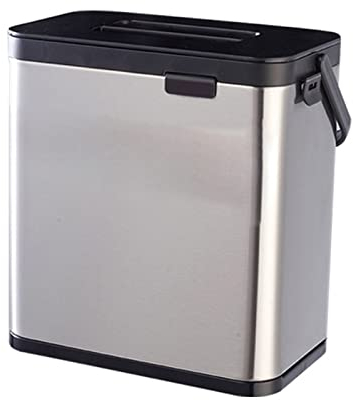 Pattumiera da 0,8 Gal/3L da Appendere con Coperchio per Anta dell'Armadio da Cucina, bidone della Spazzatura in Acciaio Inox da Cucina (Argento 3L)