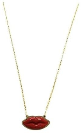 SiLo Bijoux Collana bocca labbra rosse donna in acciaio inox 316L Gold e Silver pendente Lolita anallergico - Confezione regalo
