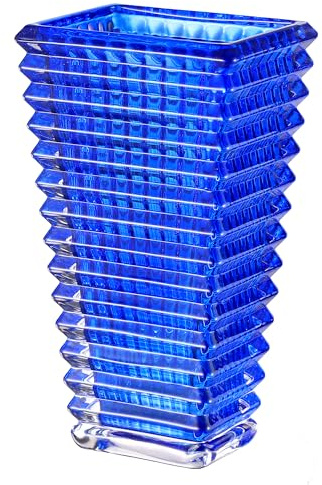 MCMCNCUIU Vases en Cristal Bleu pour centres de Table, Grand Vase à Fleurs, Vase Moderne pour Salon, étagère, Table à Manger, Anniversaire, cheminée, 22,9 cm