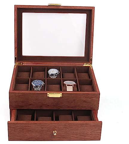 Fermoirper Uhrenkasten 20 Uhren für Männer und Frauen Palisander Uhrenbox Uhren Display Aufbewahrungsbox, Feiertagsgeschenk