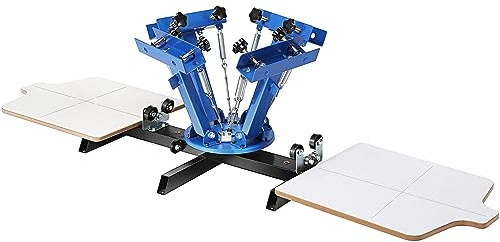 VEVOR Skärmtryckmaskin, 4 färger 2 station 360° roterbar silkscreentryckstryck, 21,2 x 17,7 tum / 54 x 45 cm skärmtryckstryck, positioneringspall i dubbla lager för t-shirt gör-det-själv utskrift