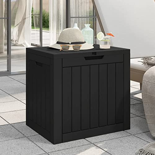 Homgoday Aufbewahrungsbox für den Garten, schwarz, 55,5 x 43 x 53 cm, Polypropylen, für den Außenbereich, Garten-Werkzeugaufbewahrung, Heimterrasse, Gartenmöbel 961