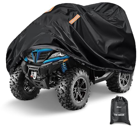 Nilight ATV-Abdeckung, wasserdicht, 420D, strapazierfähiges Ripstop-Material, schwarz, schützt 4 Räder vor Schnee, Regen, Allwetter, UV-Schutz, passend für bis zu 218,4 cm L x 121,9 cm B x 96,5 cm H