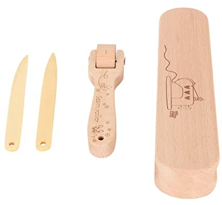 QANYEGN Wooden Quilters Seam Roller Set, Wooden Tailor Clapper, Tailors Clapper Set with Seam Roller for Tailoring, Sewing, Ironing, Quilting