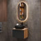 Planetmöbel Astra - Juego de muebles de baño con lavabo (60 cm, roble dorado, antracita, lavabo, 42 cm), color negro