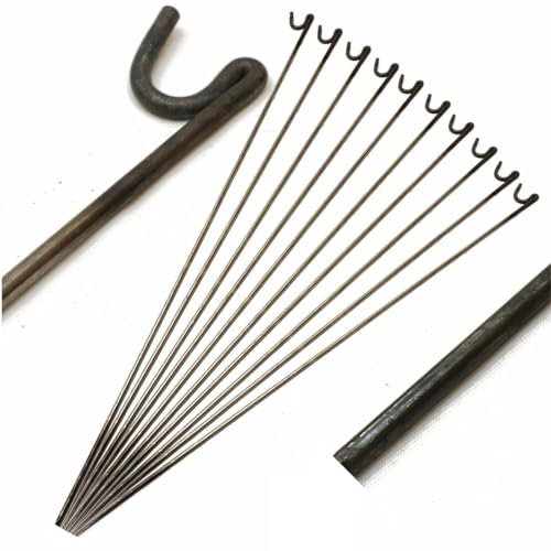 1.25m Long 8mm Thick Metal Fence Pins Steel Barrier Fencing Garden Netting Stakes Posts Rods (Pack of 10)