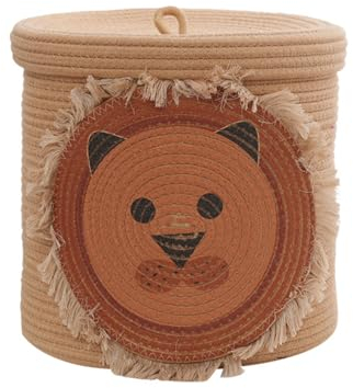 YuWangg Spielzeug Aufbewahrungskorb,mit Deckel Wäschesammler,Baumwollseilkorb Kinderzimmer,Mit Deckel, geeignet zur Aufbewahrung von Kleidung und Spielzeug