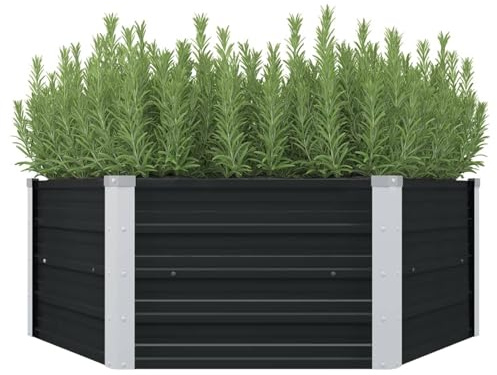 Gecheer Raised bed anthracite 129 x 129 x 45 cm galvanized steel Lawn, garden Model45723