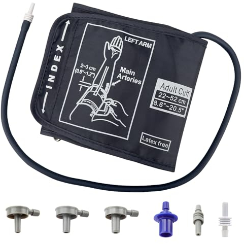 Manguito Tensiometro 22-52cm, Monitor de Presión arterial Manguito Extra Grande Universal Manguito Tensiometro para Tensiómetro de Uso Doméstico Manguito Extra Grande para Brazo con 6 Conectores