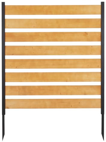 Privacy Fence Panels for Outside No Dig Fence Screen Garden Fence Wooden Air Conditioner Fence Panels for Outdoor Yard Trash Cans, AC, Compost Bin(48 W x 48 H-Horizontal-1 Panels Wood+Metal)