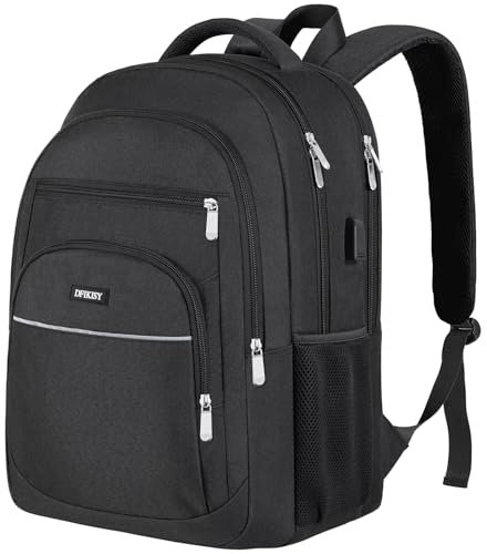 Groß Rucksack Herren, Laptop Rucksack Wasserdicht 17,3 Zoll Schulrucksack Laptoptasche mit USB Ladeanschluss Anti Diebstahl Business Arbeit Reisen Rucksack für Teenager Jungen herren (Schwarz)