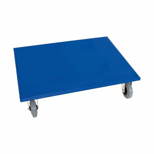 Möbelroller Holz, Rollen ø 125 mm Gummi, 600 x 800 mm, Anti-Rutschbelag, 500 kg, Blau