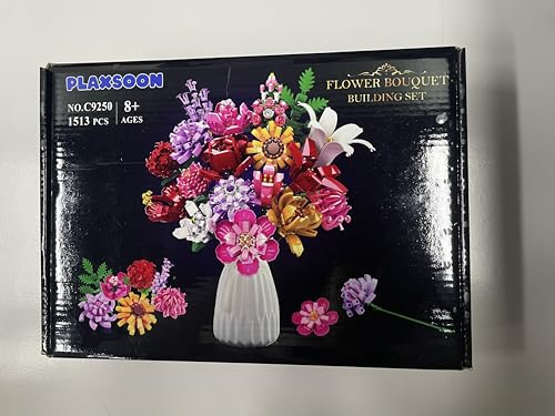 PLAXSOON Jeu de construction de fleurs pour adultes, 18 briques de bouquet de fleurs 1464 pièces, Collection Botanical Briques de construction Plantes Home Deko, cadeau pour femmes hommes enfants garç