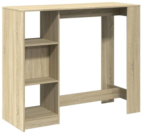 vidaXL Barbord Med Hylla Sonoma-Ek 124x46x103,5 cm Konstruerat Trä, Köksbarbord, Högt Pubbord, Matbord