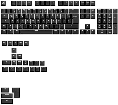 GLORIOUS GPBT Basics Tastenkappen (115x) Cherry-Profil Klassisch Schwarz | Thermosublimationsverfahren, Proprietäre Schriftart, Satte Akustik, Feine Oberflächenstruktur, Für MX-Schalter & PC-Gamer