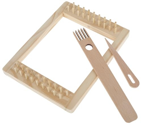 harupink Webrahmen Aus Holz,Hochwertiger Groß Webbrett 15 x 20cm,Holz Weben Set 3 Stück inkl,Webstuhl,Nadel,Kamm.Holzwebstuh,für Anfänger,Kinder