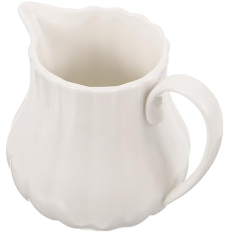 Pichet à Café en Céramique Blanc 240ml, Design Moderne | Pichet Lait, Doseur de Crème à Café, Crème à Latte en Céramique, pour Café et Restaurant