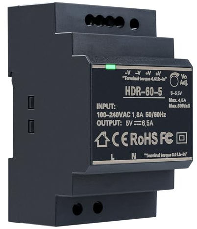 Hutschiene netzteil 5V DC 6.5A 32.5W Trafo DIN Rail Netzteil | Eingang: AC100-240V Ausgang: DC 5V 6.5A DIN Schienen Netzteil Mit Überspannungs-, Überlast-, Überstrom- und Kurzschlussschutz