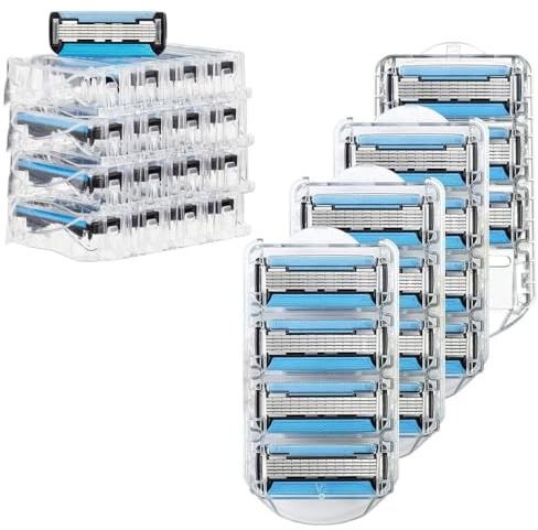 5-Klingen-Rasierer-Set für Männer mit 12 Ersatzklingen, Feuchtigkeits-Gel-Streifen und faltbarem Trimmer – Für eine sanfte und gründliche Rasur